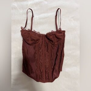 Vintage Burlesque Copper Brown Corset Women’s Tank Top Sz S EUC